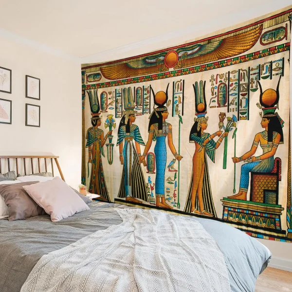 Egyptian Painting Tapestry  Nefertalis Tomb Thebes Wall Hanging Gods of Ancient Egypt Mural for Bedroom Living Room Dorm Decor 5