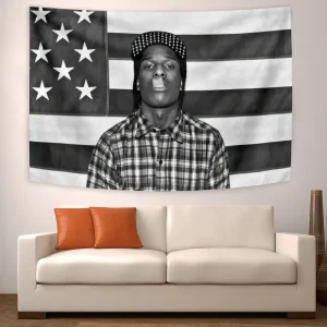 Asap Rockys Flag Rakim Mayers Smoking Wall Hanging Ablum Posters Decor Meme Tapestry Room Decor Aesthetic 1