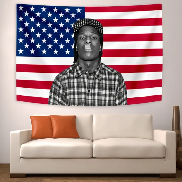 Asap Rockys Flag Rakim Mayers Smoking Wall Hanging Ablum Posters Decor Meme Tapestry Room Decor Aesthetic 2