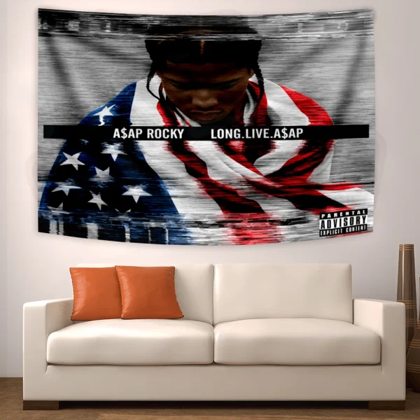 Asap Rockys Flag Rakim Mayers Smoking Wall Hanging Ablum Posters Decor Meme Tapestry Room Decor Aesthetic 3