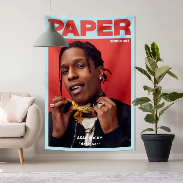 Asap Rockys Flag Rakim Mayers Smoking Wall Hanging Ablum Posters Decor Meme Tapestry Room Decor Aesthetic 4