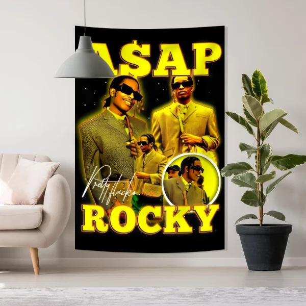 Asap Rockys Flag Rakim Mayers Smoking Wall Hanging Ablum Posters Decor Meme Tapestry Room Decor Aesthetic 5