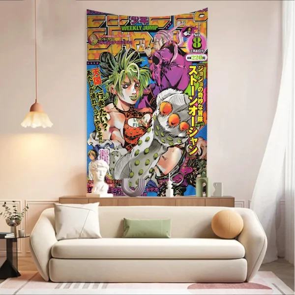 Anime JoJos Bizarre Adventure Cartoon Tapestry Wall Hanging Decoration Household Home Decor 4