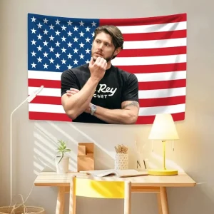 Jensen Ackles American Flag Inspired Soft Polyester Tapestry Bedroom Dorm Wall Hanging Supernatural Fandom Decor 1