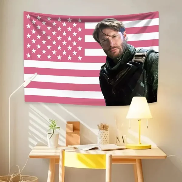 Jensen Ackles American Flag Inspired Soft Polyester Tapestry Bedroom Dorm Wall Hanging Supernatural Fandom Decor 5