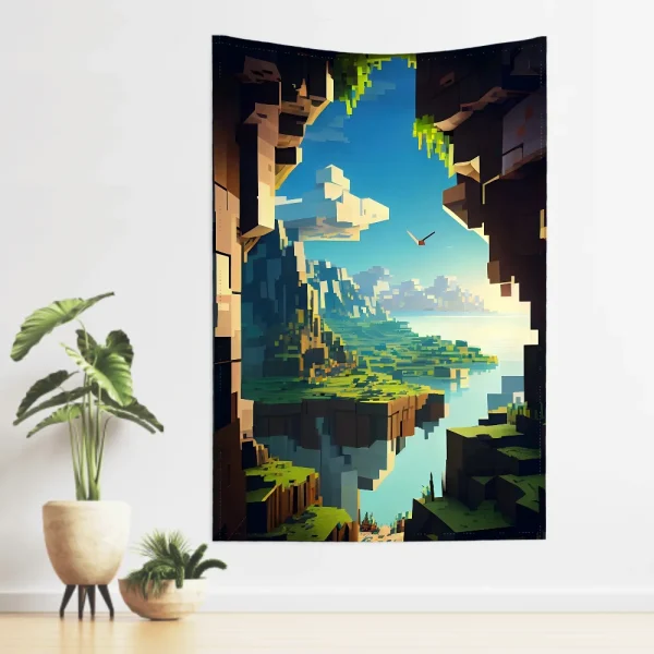 Anime Game HD M-MinecraftS Tapestry Room Decor Wall Cloth Party Hanging Background Room Decor Baby Room 3