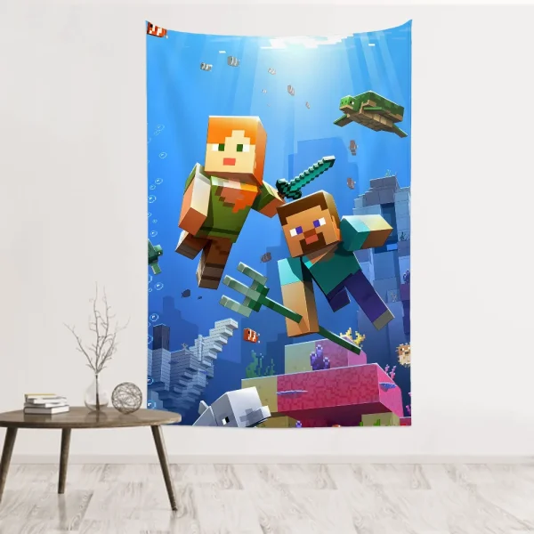 Anime Game HD M-MinecraftS Tapestry Room Decor Wall Cloth Party Hanging Background Room Decor Baby Room 4