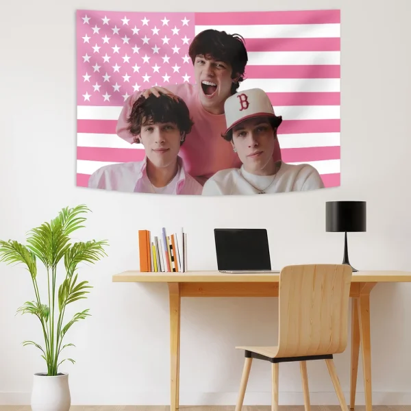Sturniolo Triplets Pink American Flags Tapestry Wall Hanging Living Room Bedroom Background Tapestry Trend Hanging Cloth Decorat 1