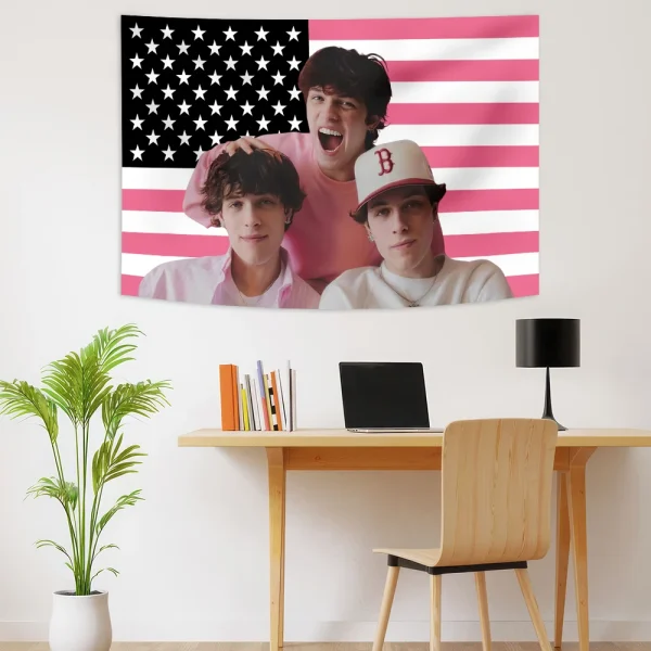 Sturniolo Triplets Pink American Flags Tapestry Wall Hanging Living Room Bedroom Background Tapestry Trend Hanging Cloth Decorat 2