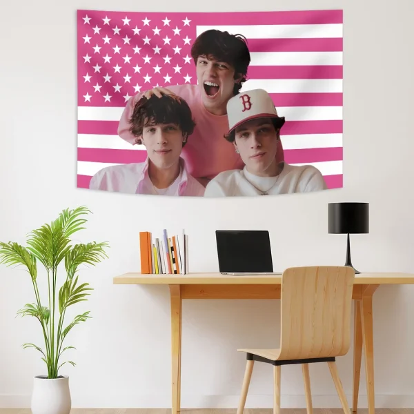 Sturniolo Triplets Pink American Flags Tapestry Wall Hanging Living Room Bedroom Background Tapestry Trend Hanging Cloth Decorat 5