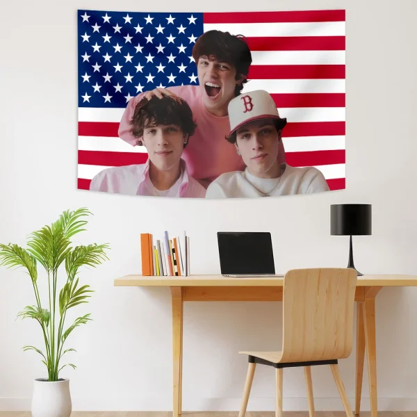 Sturniolo Triplets Pink American Flags Tapestry Wall Hanging Living Room Bedroom Background Tapestry Trend Hanging Cloth Decorat 6