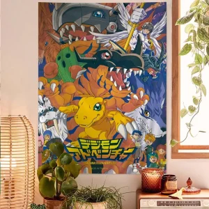 Anime Digital Monster Digimon Tapestry Anime Tapestry Hanging Tarot Hippie Wall Rugs Dorm Wall Hanging Sheets 1
