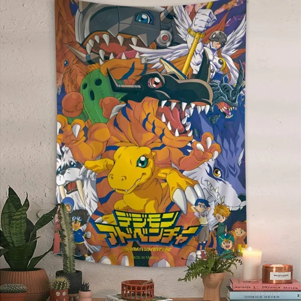 Anime Digital Monster Digimon Tapestry Anime Tapestry Hanging Tarot Hippie Wall Rugs Dorm Wall Hanging Sheets 2