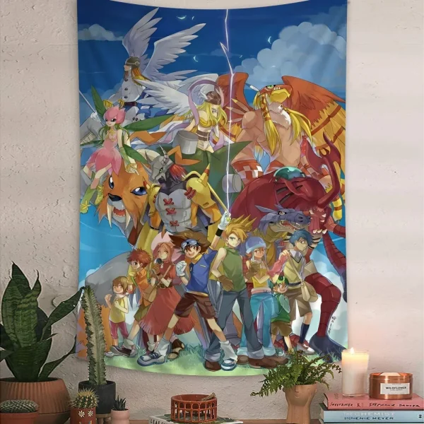 Anime Digital Monster Digimon Tapestry Anime Tapestry Hanging Tarot Hippie Wall Rugs Dorm Wall Hanging Sheets 3