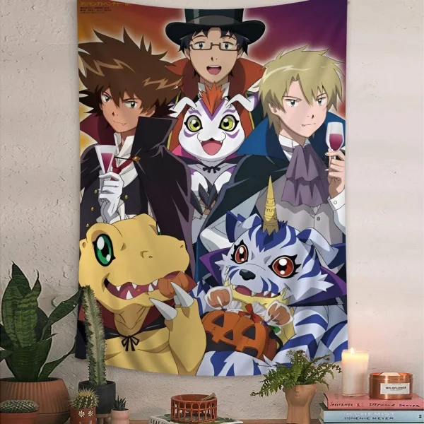Anime Digital Monster Digimon Tapestry Anime Tapestry Hanging Tarot Hippie Wall Rugs Dorm Wall Hanging Sheets 5