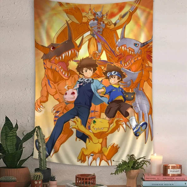 Anime Digital Monster Digimon Tapestry Anime Tapestry Hanging Tarot Hippie Wall Rugs Dorm Wall Hanging Sheets 6