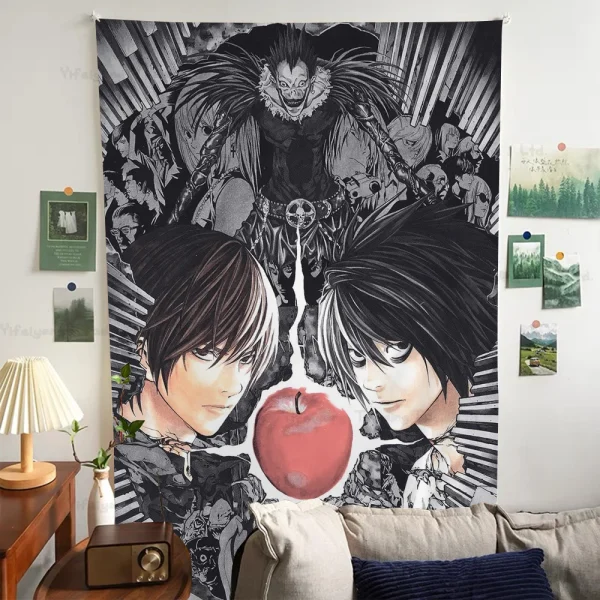 1PC DEATH NOTE Tapestry Printed Large Wall Tapestry Art Science Fiction Room Home Decor Decor Blanket 2