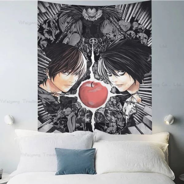 1PC DEATH NOTE Tapestry Printed Large Wall Tapestry Art Science Fiction Room Home Decor Decor Blanket 4