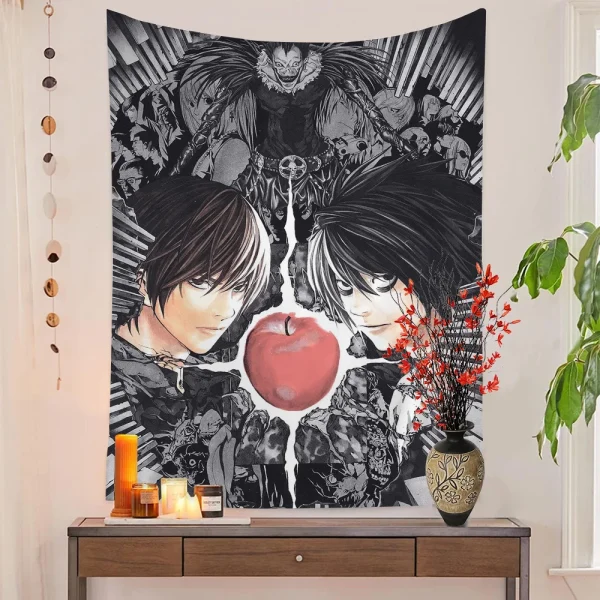 1PC DEATH NOTE Tapestry Printed Large Wall Tapestry Art Science Fiction Room Home Decor Decor Blanket 5
