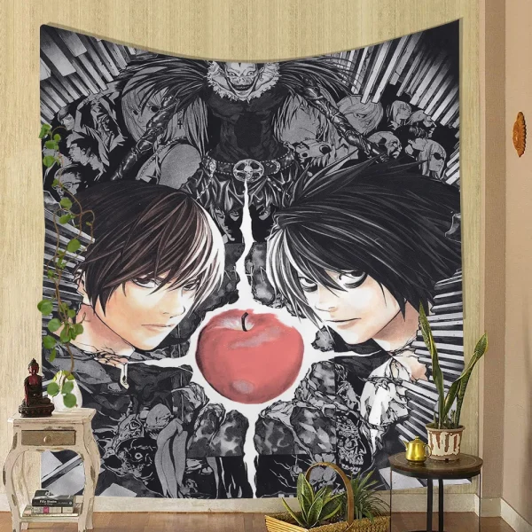 1PC DEATH NOTE Tapestry Printed Large Wall Tapestry Art Science Fiction Room Home Decor Decor Blanket 6