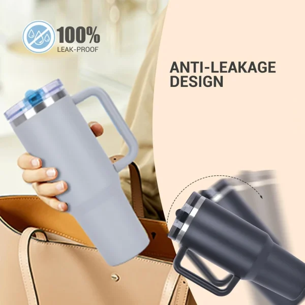 Water Bottle with Handle and Straw 40 Oz Water Bottle Keeps Water Cold for Longer Stainless Steel Bottle Insulated Mug 4