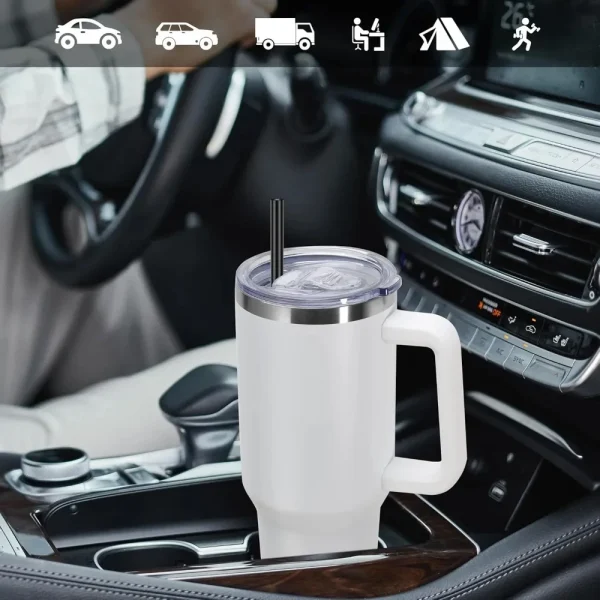 Water Bottle with Handle and Straw 40 Oz Water Bottle Keeps Water Cold for Longer Stainless Steel Bottle Insulated Mug 6