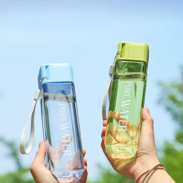 Simple Square Water Bottle Personalized 500ml Portable Creative Portable Cup Leak Proof Heat-resistant Plastic Sport Bottle 1