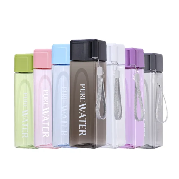 Simple Square Water Bottle Personalized 500ml Portable Creative Portable Cup Leak Proof Heat-resistant Plastic Sport Bottle 5