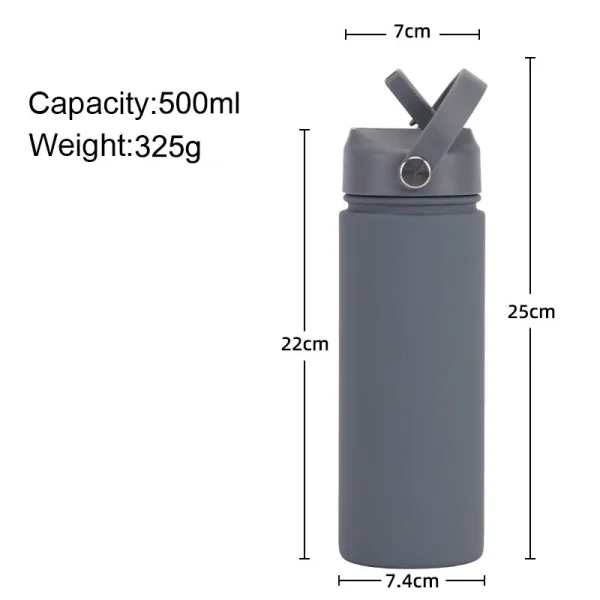Insulated Water Bottle 500ml Custom Text/Logo - 304 Steel, 24H Cold, Office & Gym Essentials 6