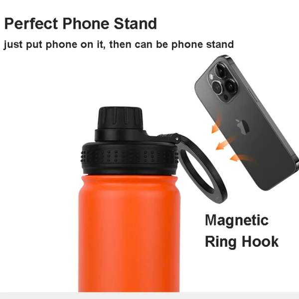 Magnetic Phone Holder Adjustable Water Bottle 750ml 1000ml Magnetic Lid Water Bottle Doule wall Vacuum Insulated 304 stainless 3