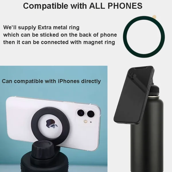 Magnetic Phone Holder Adjustable Water Bottle 750ml 1000ml Magnetic Lid Water Bottle Doule wall Vacuum Insulated 304 stainless 5