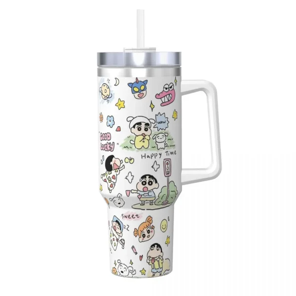 Stainless Steel Tumbler Crayon-ShinS ChanS Coffee Mug Portable Cold Drink Car Mugs Driving Custom Water Bottle 2