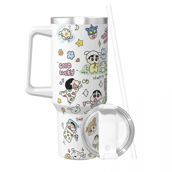 Stainless Steel Tumbler Crayon-ShinS ChanS Coffee Mug Portable Cold Drink Car Mugs Driving Custom Water Bottle 3