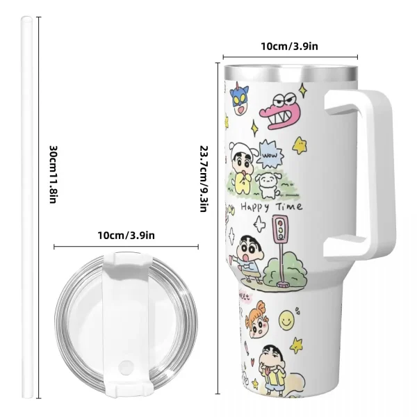 Stainless Steel Tumbler Crayon-ShinS ChanS Coffee Mug Portable Cold Drink Car Mugs Driving Custom Water Bottle 5