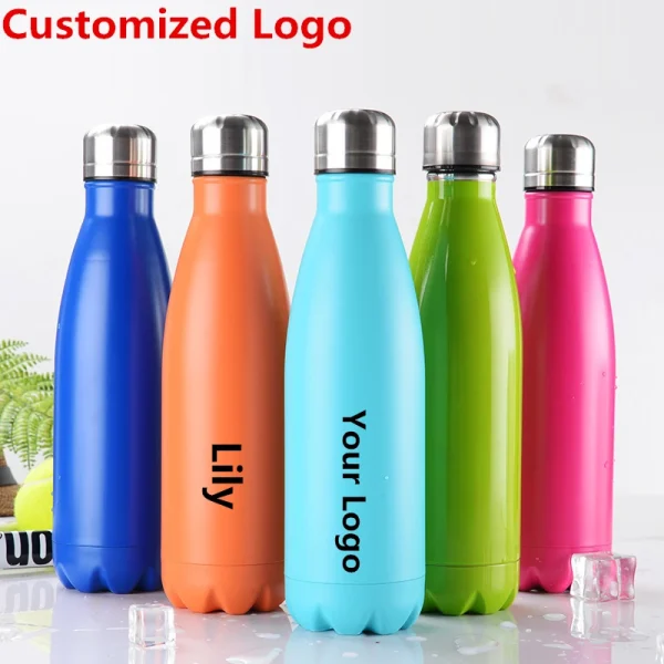 DIY Vacuum Water Bottles 500ML Safety 304 Stainless Steel Sport Coffee Cup Thermose Girls Boy Student Birth Gift Customized Logo 1