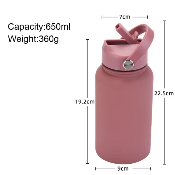 PuraCool Personalised Water Bottle 650ml/22oz Insulated Thermos Customised Tumbler Flask with Straw 6
