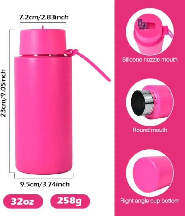 Stainless Steel Insulated Bottle with Straw Double Wall Vacuum Wide Mouth Thermos Water Bottle Hot Drinks/Cold Drinks Home 3