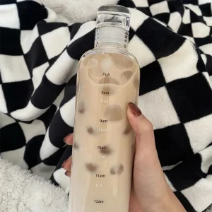 500/ 750ml PC Plastic Water Bottle with Time Marker Creative Large Capacity Leakproof Drink Bottle Gym Sport Water Bottles 1