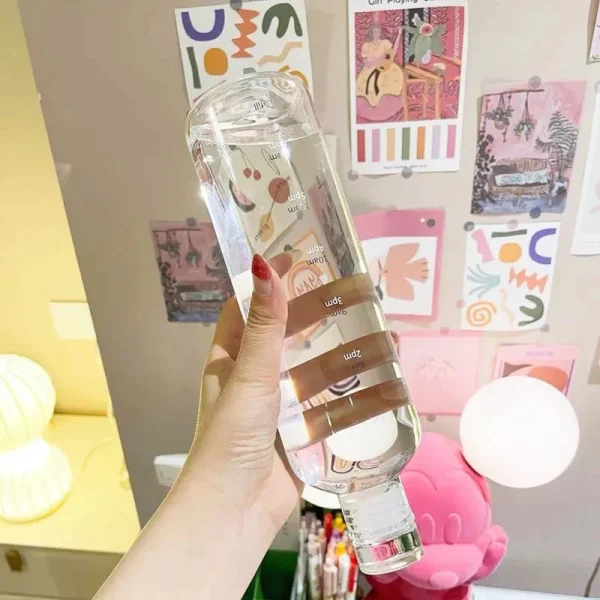 500/ 750ml PC Plastic Water Bottle with Time Marker Creative Large Capacity Leakproof Drink Bottle Gym Sport Water Bottles 2