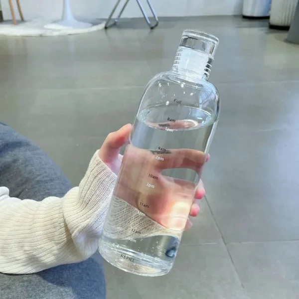 500/ 750ml PC Plastic Water Bottle with Time Marker Creative Large Capacity Leakproof Drink Bottle Gym Sport Water Bottles 3
