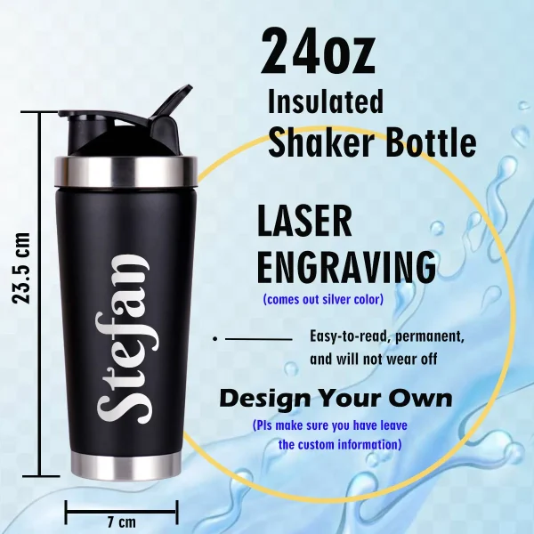 Personalized Water Bottles Custom Engraved with Name Customized Insulated Stainless Steel Shaker Bottle for Sport 4