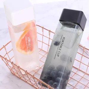 1PC-Matte Plastic Transparent Square Water Cup Personalized Portable Cup Heat-resistant Plastic Cup Suitable for Outdoor Sports 1
