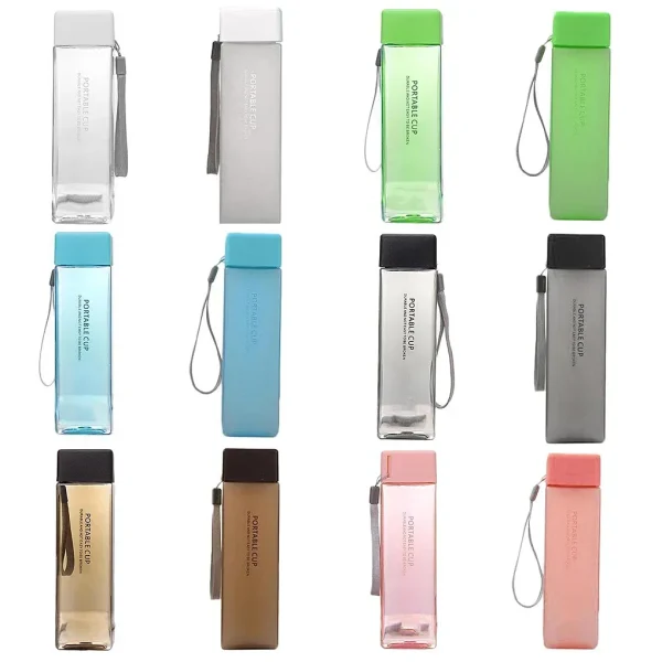 1PC-Matte Plastic Transparent Square Water Cup Personalized Portable Cup Heat-resistant Plastic Cup Suitable for Outdoor Sports 2