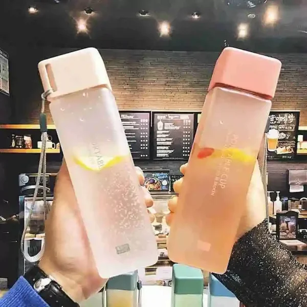 1PC-Matte Plastic Transparent Square Water Cup Personalized Portable Cup Heat-resistant Plastic Cup Suitable for Outdoor Sports 4