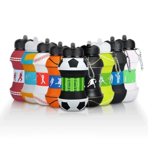 Foldable Football/basketball Silicone Water Bottle, Children/student Outdoor Sports Water Bottle. Supports Mass Customization 1