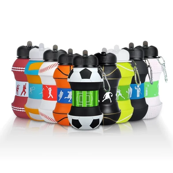 Foldable Football/basketball Silicone Water Bottle, Children/student Outdoor Sports Water Bottle. Supports Mass Customization 1