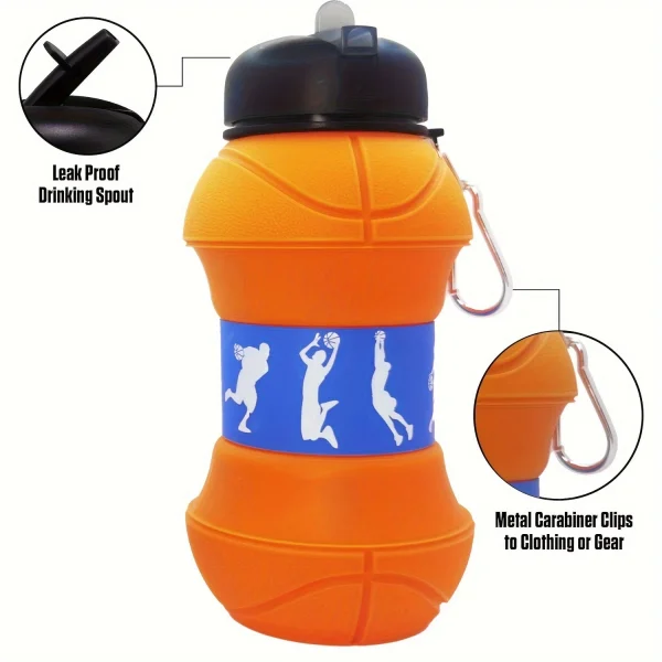 Foldable Football/basketball Silicone Water Bottle, Children/student Outdoor Sports Water Bottle. Supports Mass Customization 6