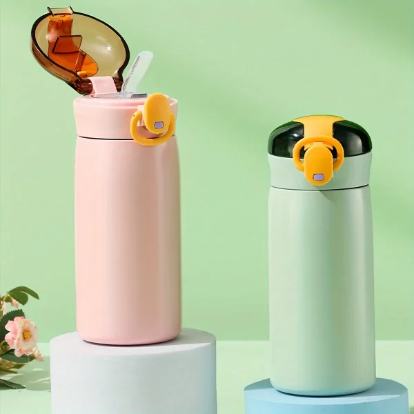 1pc 320ml/10.82oz Mini Water Bottle Vacuum Insulated Stainless Steel Water Flask With Straw Leak Proof Hot Cold Water Bottles 2