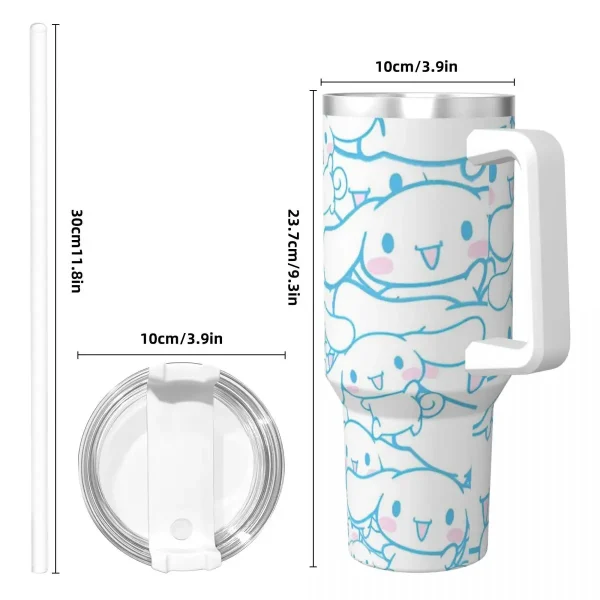 Kawaii Cinnamoroll Tumbler Hot Drinks Water Bottle Leakproof Stainless Steel Coffee Mug Custom Travel Car Mugs 4