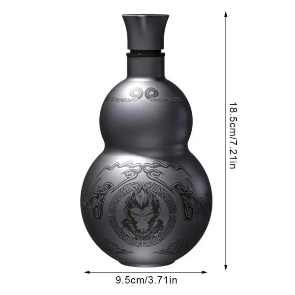 Portable Wukong Theme Gourd Style Water Bottle 304 Stainless Steel Thermal Insulation Cup Black Game Cosplay Lanyard Outdoor 6